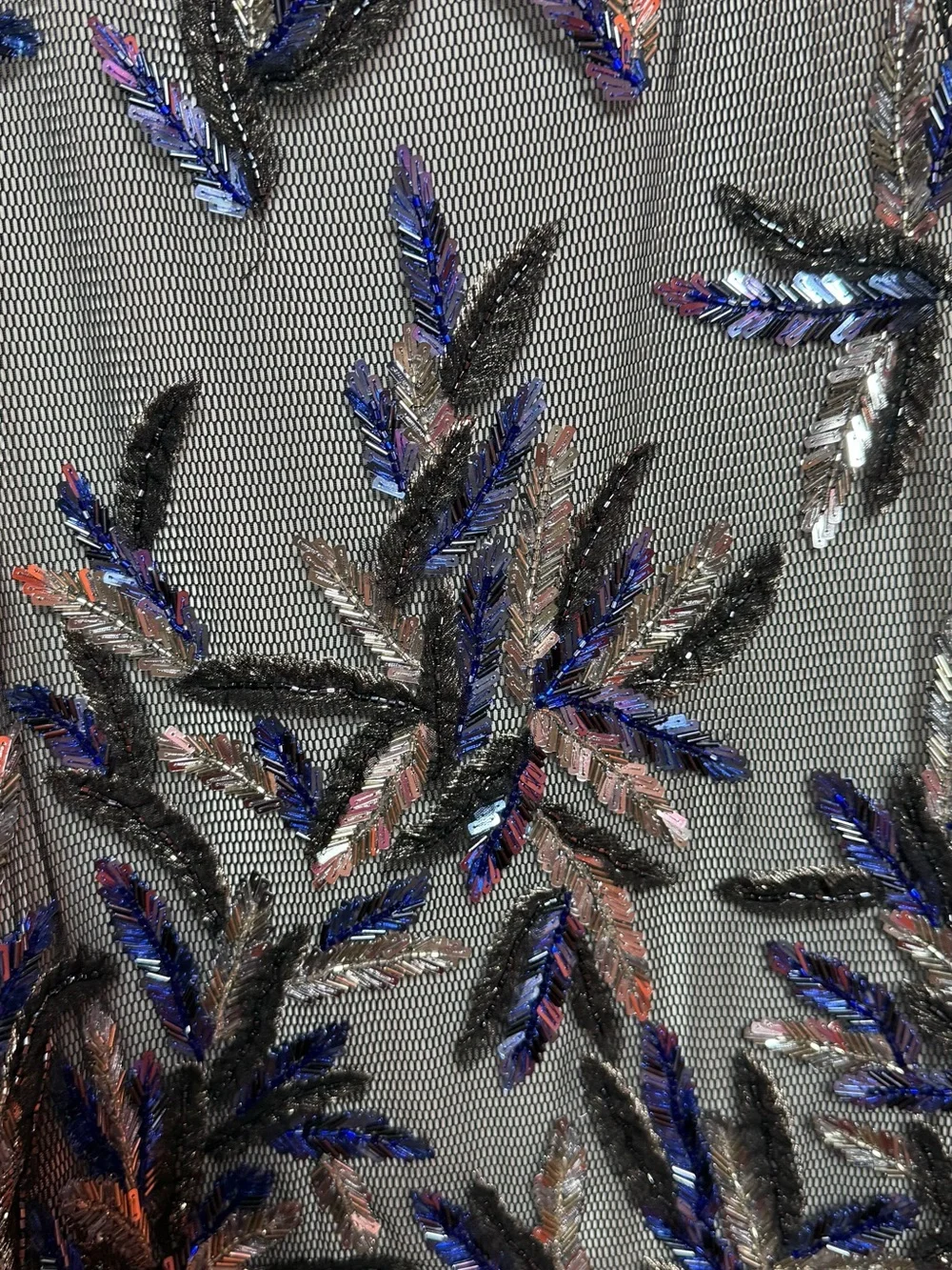 DSQUARED2 Black Mesh Tank with Blue and Silver Sequin Embellishment